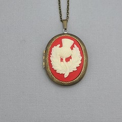 Ox Brass Oval Antiqued Thistle Cameo Locket Necklace Jewelry.