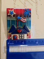 Vtg House Pins By Lucinda Patriotic Fireworks Flag USA Star Glitter Brooch