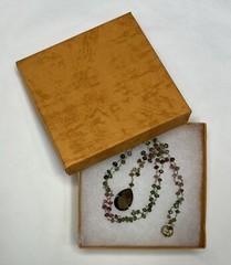 multicolored tourmaline beaded chain necklace with a smoky quartz drop pendant