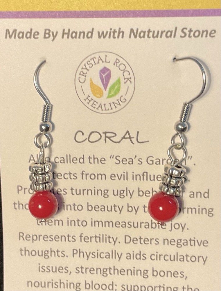 Red Coral Earrings With Stainless Steel Dangles