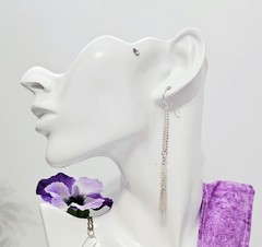 Handmade Silver Cascade Chain Dangle Boho Earrings Czech Ivory Crystal Earrings