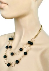Classic Gold Tone Black Beaded Everyday Casual Lightweight Layered Necklace