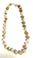 Banded Agate Beads Necklace In Brown Orange & White