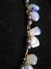 Brass Wired Tumbled AMETRINE & Other Hard Stone Quartz Healing Crystal Necklace