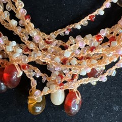 Handmade Multi-strand Crochet Beaded Necklace Acrylic/resin Drops