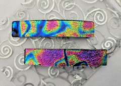 Handcrafted Colorful Fused Small Dichroic Glass Genuine French Hair Barrettes
