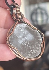 Handmade copper wire wrapped 1971 Turkish 2 1/2 Lira Coin Pendant 5m
