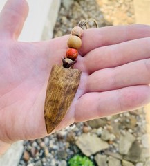 Arrowhead Pendant Necklace Hand Carved Natural Wood Arrowhead