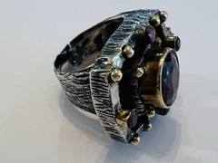 Handcrafted Natural Ruby Ring In Sterling Silver And Gold Fill