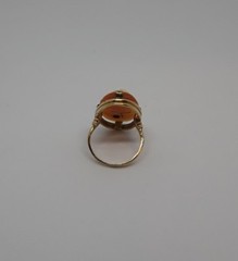 10K Yellow Gold ESEMCO Habille Diamond Necklace Carved Shell Cameo Ring