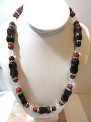FANCY CERAMIC AND CRYSTAL ACCENT NECKLACE ANGEL CHARM PRETTY FANCY HAND CRAFTED