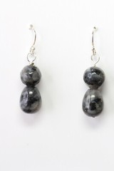 Larvikite Black Labradorite 8mm Ball Gemstone .925 Sterling Silver Earrings
