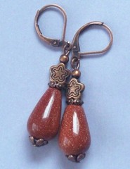 GOLDSTONE crystal or daisy drop earrings Lever back handcrafted CHOOSE