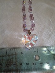 Vintage Artisan Handmade Lavender Swarovski Crystal & Heart Pendant Necklace 925