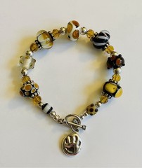 Animal Print Murano Glass And 925 Sterling Silver Bracelet With Toggle Clasp 8”