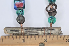 OOAK Artisan Copper Wire Bird’s Nest Robin’s Egg Wooden Log Art Glass Necklace