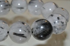 8.5″ 18mm «Powerful Energy/Top Grade»~Black TOURMALINATED QUARTZ Bracelet J1343