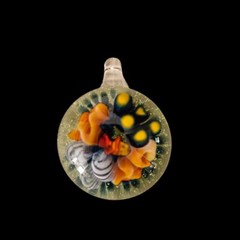 Hand Blown Glass Pendant Coral Reef Art Lampwork Necklace Colorful Ocean Design