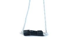 Black Tourmaline Bar Necklace, Gemstone, Repel Negative Energy, Evil Spirits