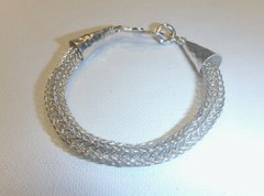 925 Bracelet Viking Knit Double Weave Handmade Sterling Silver Hammered 7 3/4″