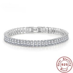 Elegant Rectangle Zircon Bracelet Silver Plated Geometric Link Chain Jewelry