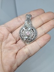 Sarda Peach Stone Koy Fish Peces Sterling Silver Pendant
