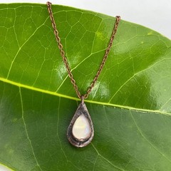 Necklace Copper Moonstone Gem Stone Handmade Jewelry Pendant 18” Alloy Chain #2