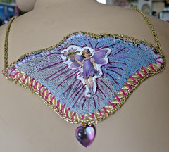 Handmade Crocheted art Necklace Cotton Fabrics embroidered crocheted+ Beads