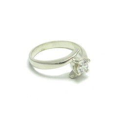 Sterling Silver Ring Stamped Solid 925 With 5mm Cubic Zirconia Handmade