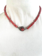 Orange Coral Bead Necklace with Sterling Silver and Coral Clasp Handmade