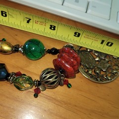 Artisan Mosaic Enamel Medallion Necklace Lampwork Foil Beads Chunky Boho