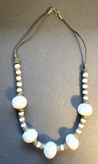 VTG Artisan Handmade Art Pottery Ceramic and Metal Boho Necklace Made in Italy