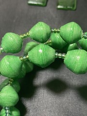 Treasured Serendipity African Paper Beads Vintage WithGreen Sea Glass Earrings