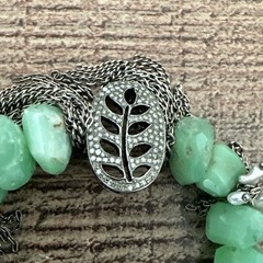 Nan Fusco Bracelet – Rough Cut Chrysoprase, Pavé Open Leaf Medallion