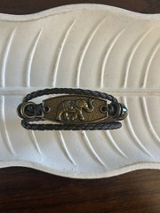 Brown Leather Bracelet Brass color Elephant Charm Rustic Unisex