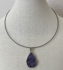 Raw Amethyst Silvertone Modernist Necklace Magnetic Clasp