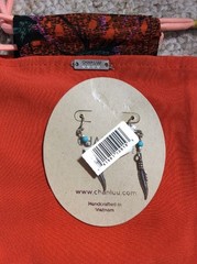 $65 TURQUOISE FEATHER DANGLE EARRINGS $65.00 #102 (es-4675) Chan Luu