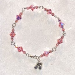 Expectant Moms Silver Baby Charm Bracelet W/ Swarovski, It’s A Girl! Handmade