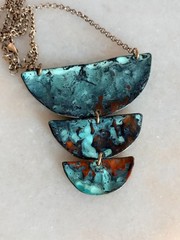 Handmade Patina Copper Reversible Pendant Necklace | Modern Artisan Statement
