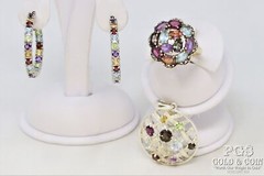 Signed Brighton Fadi CID Crystal Enhancer Pendant Hoop Earrings Flower Ring22552