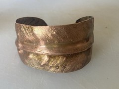 Handcrafted Hammered Copper Cuff Bracelet Adjustable Unisex Adults size 7 inch