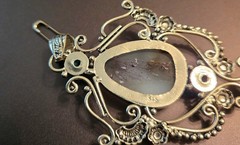 Artisan Handmade Sterling Dendritic Moss Agate/Blue Topaz Accents Pendant