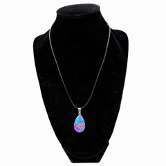 Natural 1″ Stone Teardrop Shaped Pendant Necklace On 17″-18″ Black Cord – CHOICE