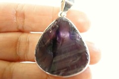 Amethyst Chevron Dogtooth Rough Solitaire 925 Sterling Silver Pendant