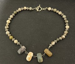 ARTISAN NATURAL MULTI JASPER GEMSTONE CHOKER NECKLACE 15.5”