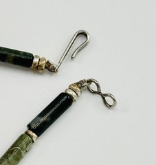 GREEN INDIAN AGATE Tube Cylinder Beads Unisex Necklace 27.5” Stainless