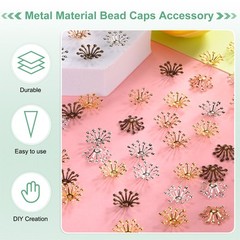100-Pack 13mm x 3.5mm ( W x H ) Bead End Caps Flower Stamen [Gold]