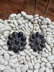 Black Jack 925 Sterling Silver Necklace and Adjustable Ring Stamped and Signed