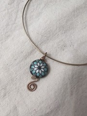 Handmade Forged Bronze With Golem Studio Bead Peacock DesignOn Vintage GP Choker