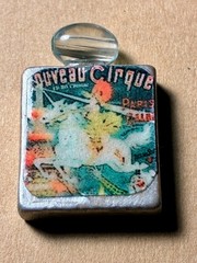 5 Handmade Wooden Tile Art Pendants Fairy Bird Nouveau Circus Unique Retro Boho